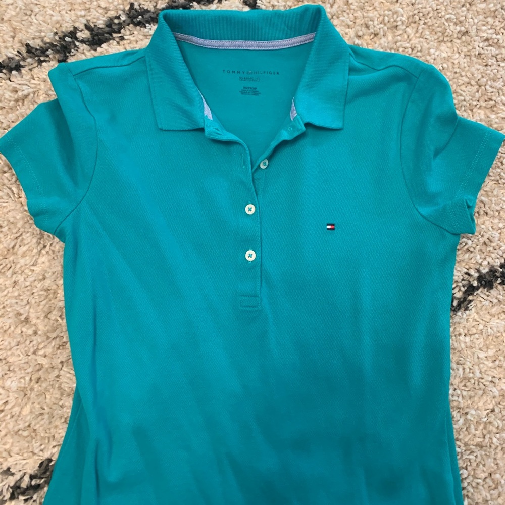 Xs Turquoise Tommy Hilfiger Collard Shirt